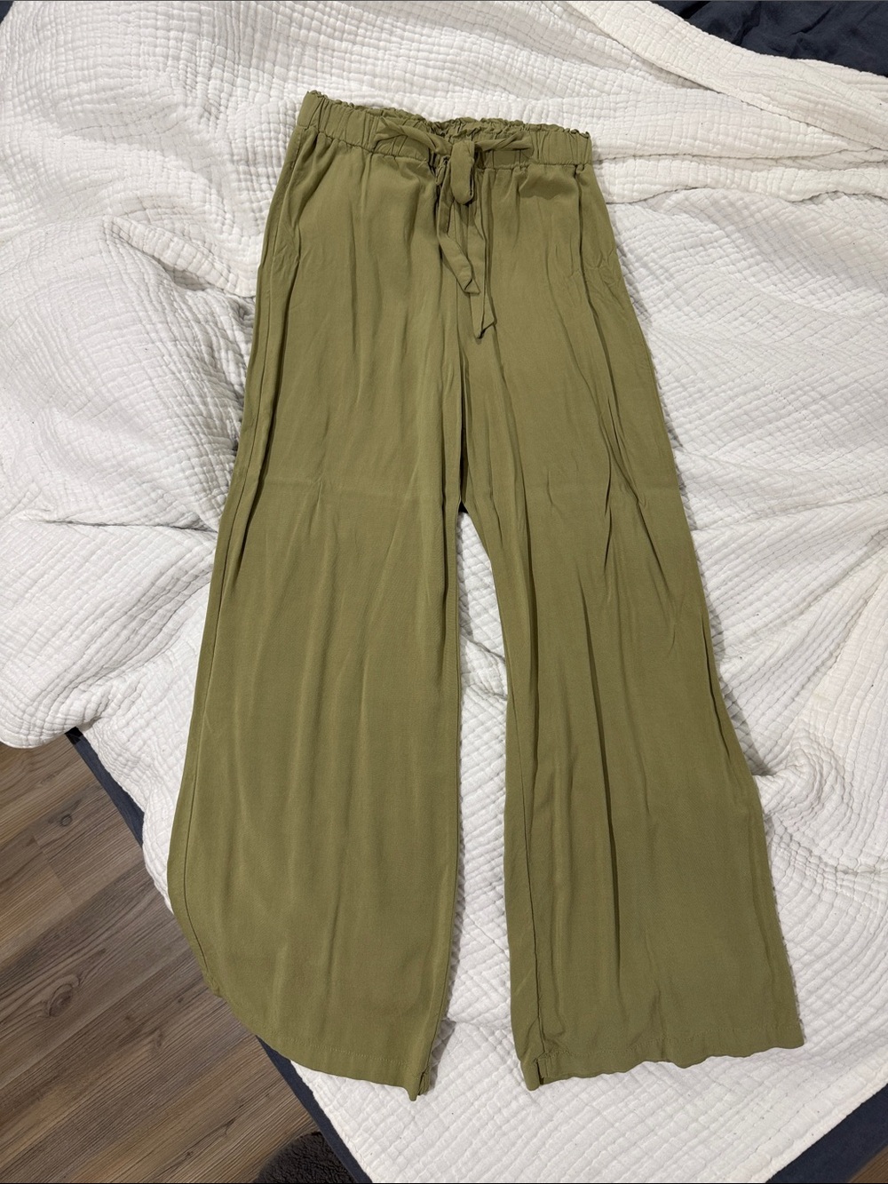 Primark Olive Green Wide-Leg Drawstring Trousers
